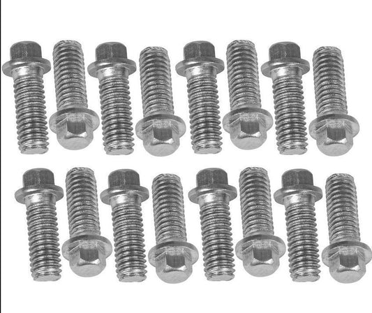 Proflow PFEEHBST Header Bolts Hex Head 3/8 " Custom Stainless Steel For Chevrolet For Ford Set of 16