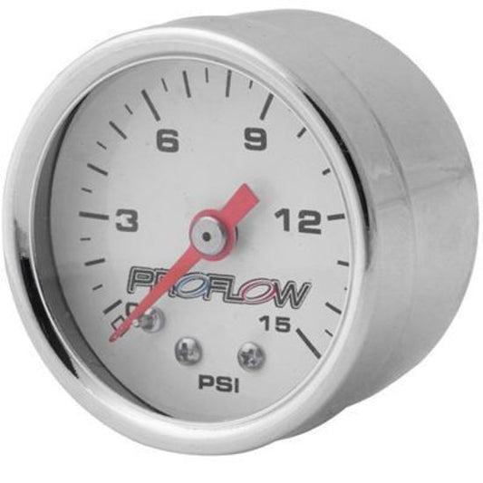 Proflow PFEFG015 Fuel Pressure Gauge 0-15PSI Stainless body/White Face