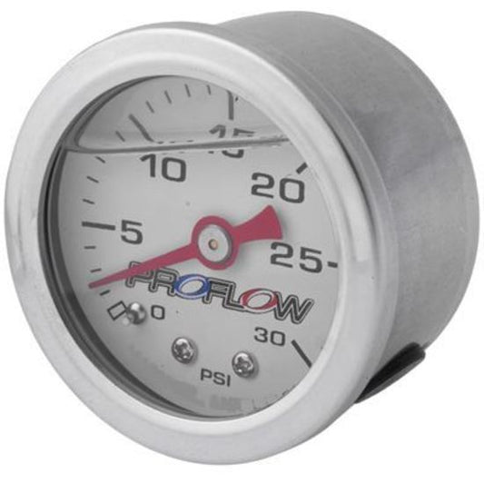 Proflow PFEFG030LF Fuel Pressure Liquid Filled Gauge 0-30PSI Stainless Body/White Face