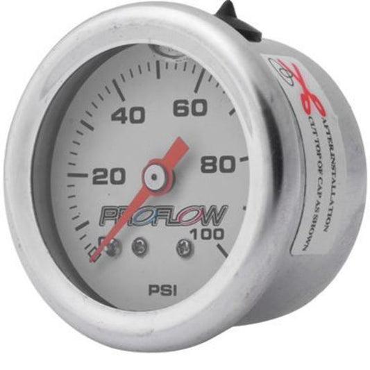 Proflow PFEFG100LF Fuel Pressure Liquid Filled Gauge 0-100SI Stainless Body/White Face