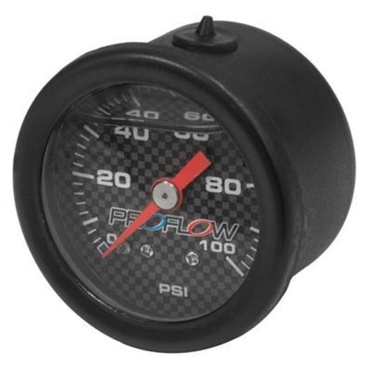 Proflow PFEFG100LFBK Fuel Pressure Gauge 0-100PSI Black Liquid Filled