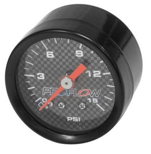 Proflow PFEFG15BK Fuel Pressure Gauge 0-15PSI Black body/White Face