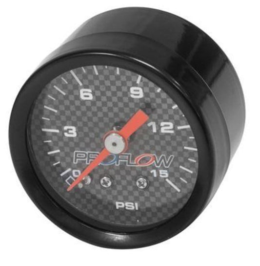 Proflow PFEFG15BK Fuel Pressure Gauge 0-15PSI Black body/White Face