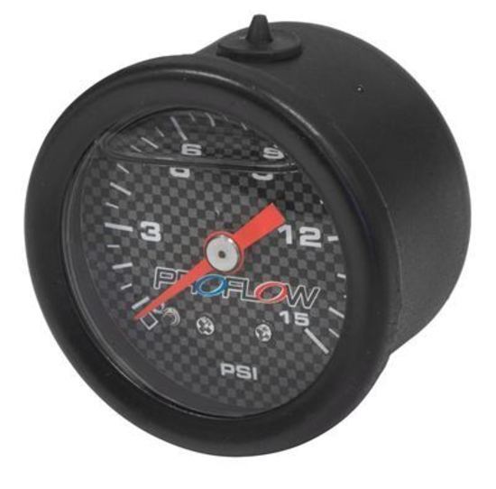 Proflow PFEFG15LFBK Fuel Pressure Gauge 0-15PSI Black Liquid Filled