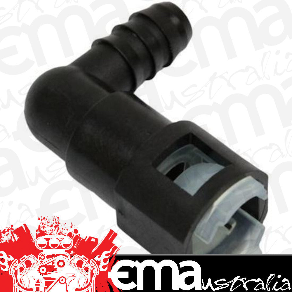 Proflow PFEFLQR086 Fuel Line Connectors Nylon 3/8" Female QR 90 Degree to 3/8" (10mm) Barb Each