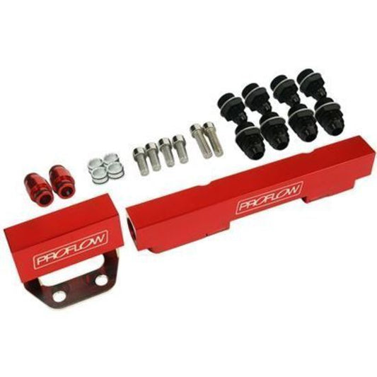 Proflow PFEFRKRX45R Fuel Rails Kit Billet Aluminium Anodised Red For Mazda Rotary Series 4&5