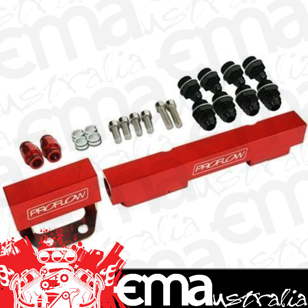 Proflow PFEFRKRX45R Fuel Rails Kit Billet Aluminium Anodised Red For Mazda Rotary Series 4&5