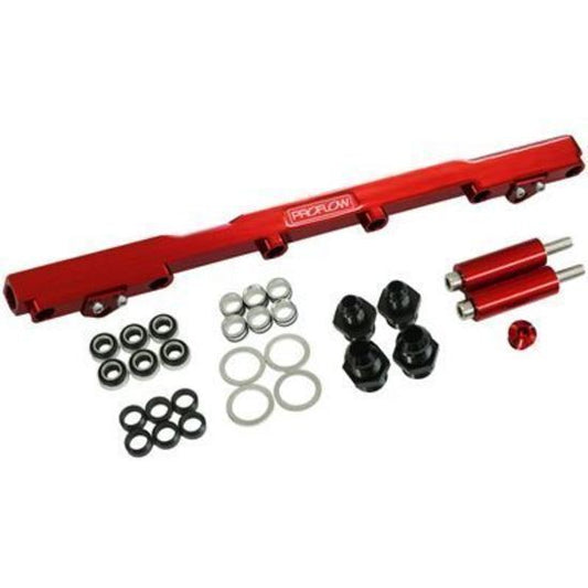 Proflow PFEFRKTOY2JZR Fuel Rails Kit Billet Aluminium Anodised Red For Toyota 2JZ