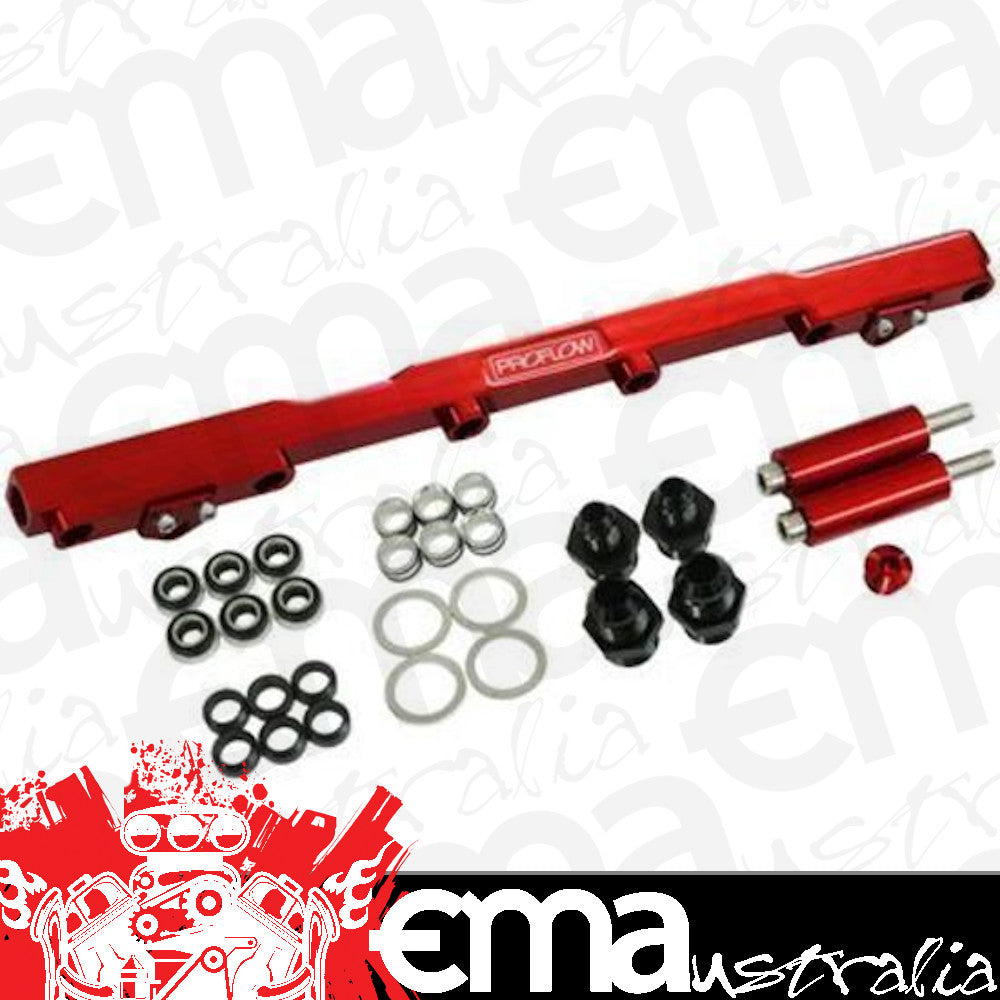 Proflow PFEFRKTOY2JZR Fuel Rails Kit Billet Aluminium Anodised Red For Toyota 2JZ