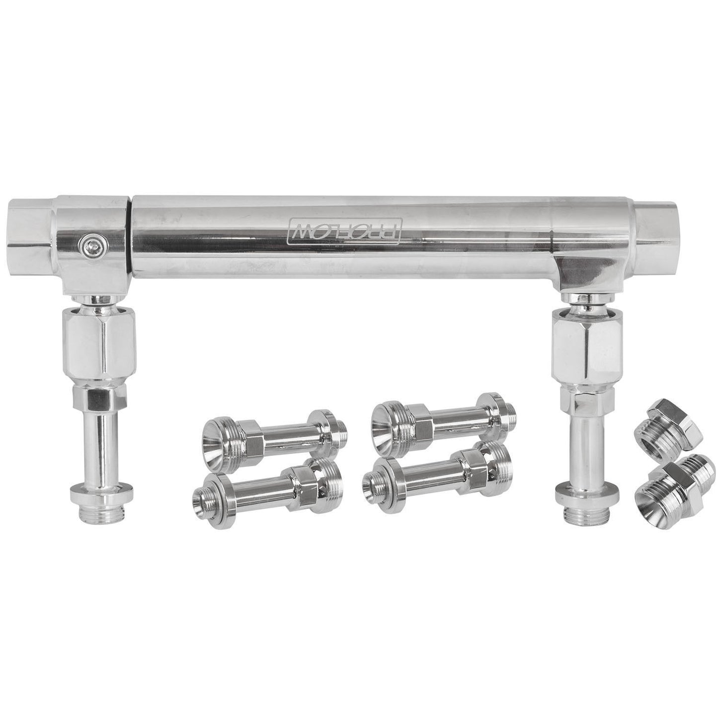 Proflow PFEFS14201S Fuel Log Billet Aluminium Polished Adjustable -10 AN Inlet 7/8-20 " Outlets Holley 4150 4500