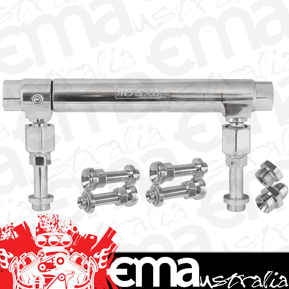 Proflow PFEFS14201S Fuel Log Billet Aluminium Polished Adjustable -10 AN Inlet 7/8-20 " Outlets Holley 4150 4500
