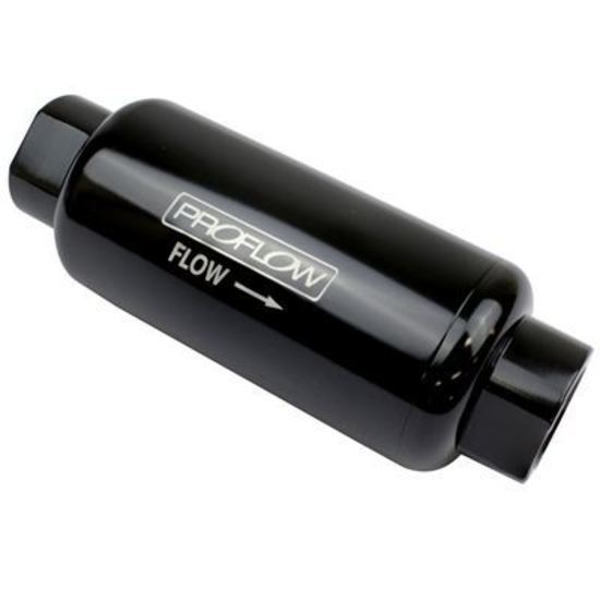 Proflow PFEFS301B-100 Fuel Filter Inline Mount 100 Microns Billet Aluminium Black Anodised 140mm length -10 AN Inlet/Outlet