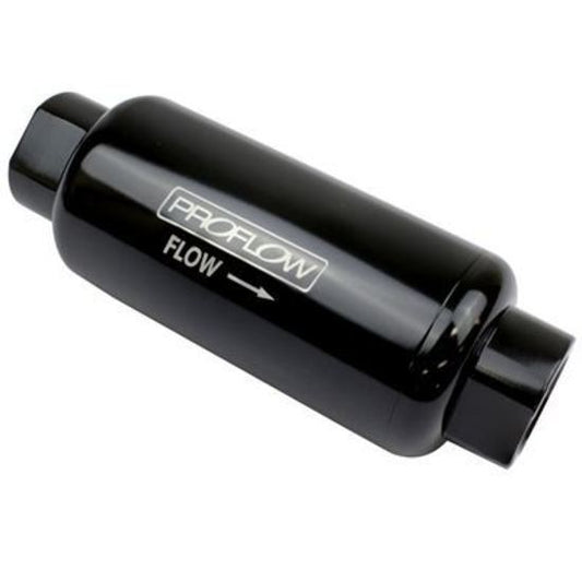 Proflow PFEFS301B-100 Fuel Filter Inline Mount 100 Microns Billet Aluminium Black Anodised 140mm length -10 AN Inlet/Outlet