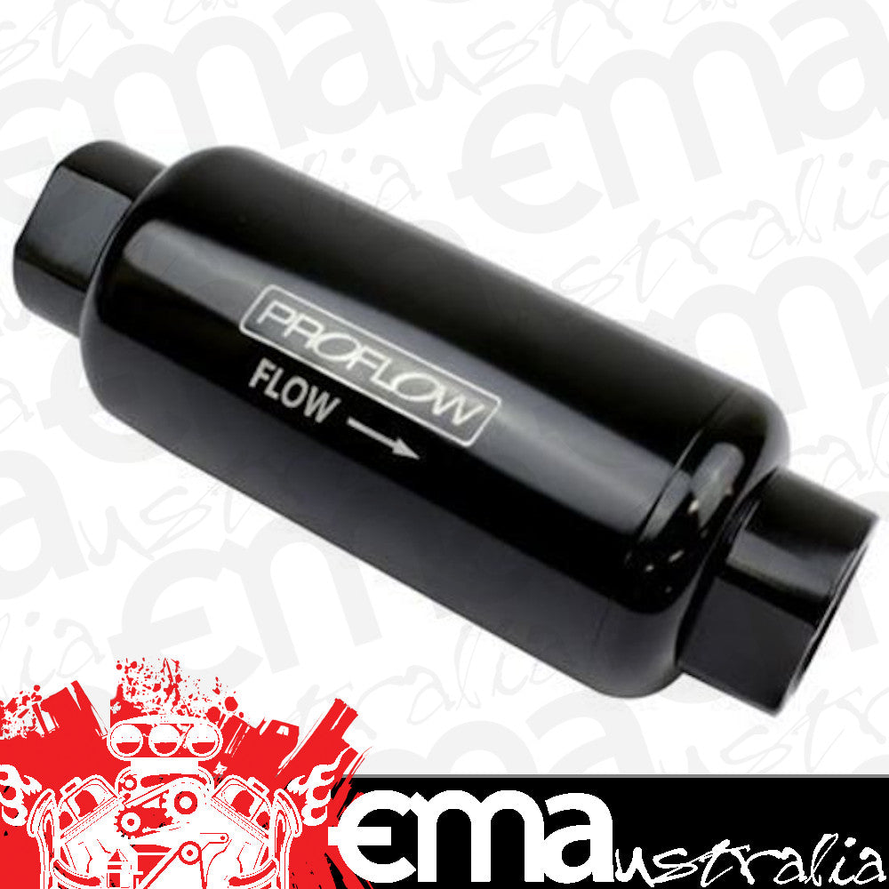 Proflow PFEFS301B-100 Fuel Filter Inline Mount 100 Microns Billet Aluminium Black Anodised 140mm length -10 AN Inlet/Outlet