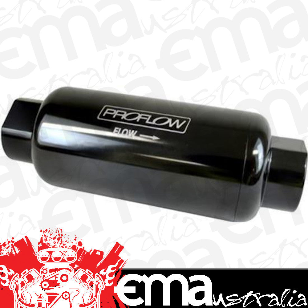 Proflow PFEFS301B Fuel Filter Inline Mount 40 Microns Billet Aluminium Black Anodised 140mm length -10 AN Inlet/Outlet