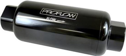 Proflow PFEFS301B Fuel Filter Inline Mount 40 Microns Billet Aluminium Black Anodised 140mm length -10 AN Inlet/Outlet