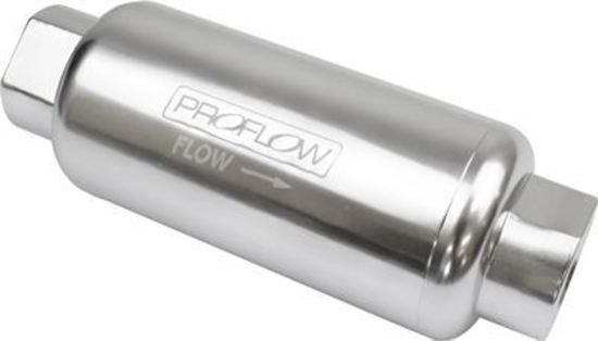 Proflow PFEFS301P Fuel Filter Inline Mount 40 Microns Billet Aluminium Silver Anodised 140mm length -10 AN Inlet/Outlet