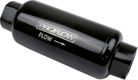 Proflow PFEFS302B Fuel Filter Inline Mount Billet Aluminium Black Anodised 40 Microns 183mm length -12 AN Inlet/Outlet Each