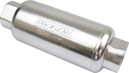 Proflow PFEFS302P Fuel Filter Inline Mount Billet Aluminium Silver Anodised 40 Microns 183mm length -12 AN Inlet/Outlet Each