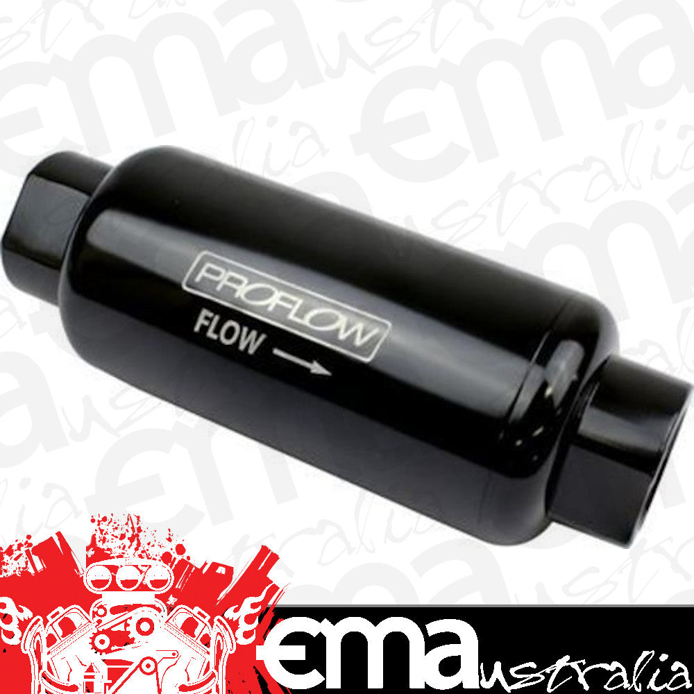 Proflow PFEFS303B-100 Fuel Filter Inline Mount Billet Aluminium Black Anodised 100 Microns 90mm length -8 AN Inlet/Outlet Each