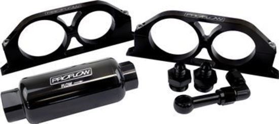 Proflow PFEFS305B Billet Bracket Kit with Fuel Filter AN10 Black & -06AN Adaptors