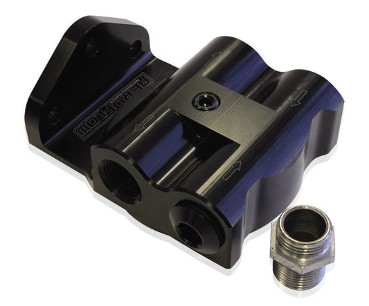 Aeroflow AF64-2061 Billet Oil Filter Remote Mountblack -8 ORB Female Port S Note