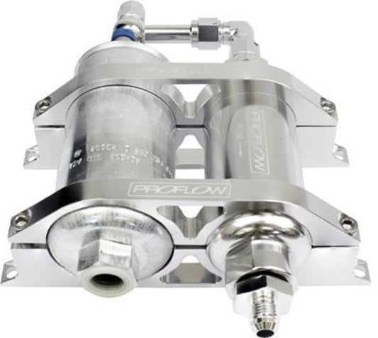 Billet Bracket Fuel Filter AN10 Silver -06AN Adapt With 044 Bosch Pump