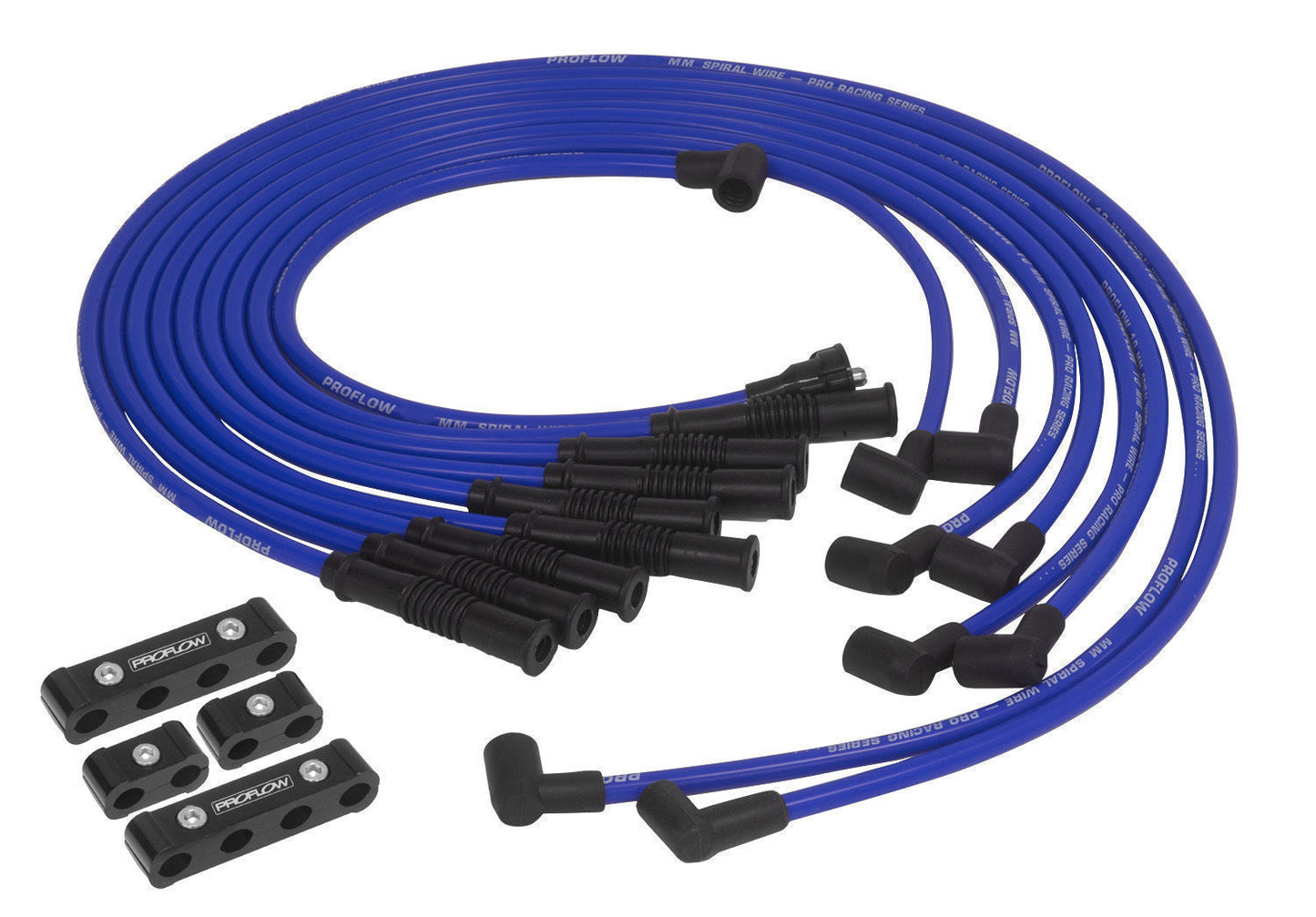 Proflow PFEIGLS10BL Spark Plug Pro Lead Wires Set 10mm Blue Black Boots Straight Boots Universal V8 with Separator Set