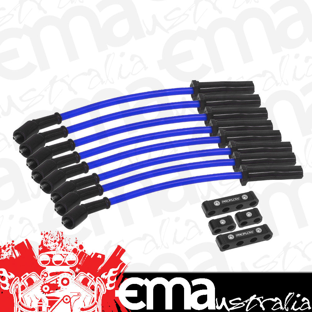 Proflow PFEIGLS10LSBL Spark Plug Pro Lead Wires Spiro Wound 10mm Blue Black Boots LS For Holden Commodore Chev