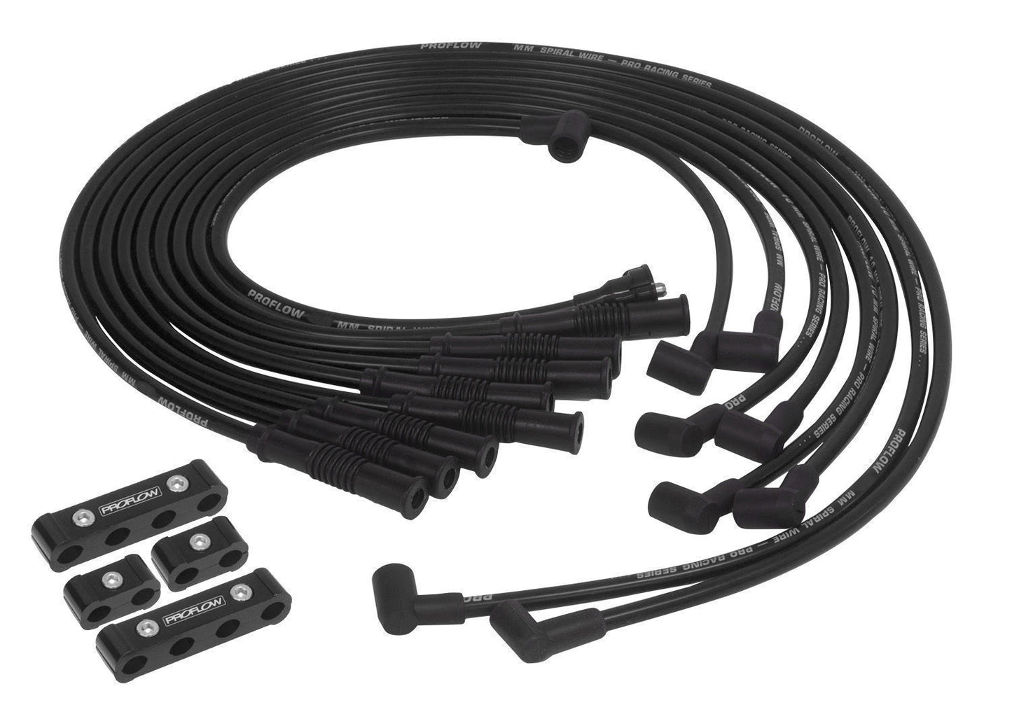 Proflow PFEIGLS88BK Spark Plug Pro Lead Wires Set 8.8mm Black Black Boots Straight Boots Universal V8 with Separator Set