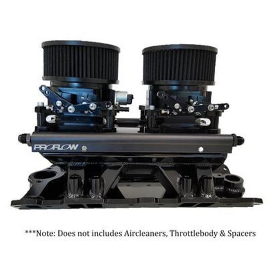 Proflow PFEM64245 SuperMax SB Chev EFI Intake Manifold w/ Fuel Rails Tunnel Ram Fabricated Black 4150/4500 Throttle Body