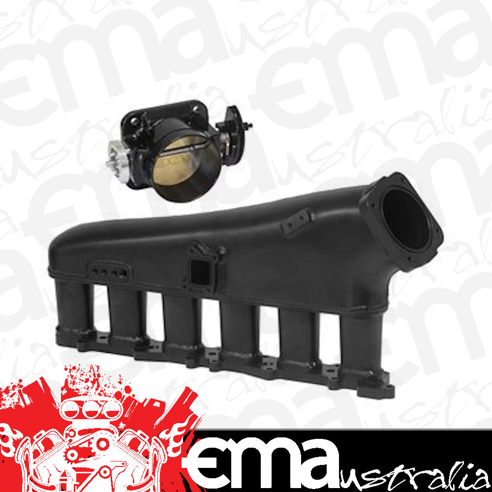 Proflow PFEM67526BK Intake Manifold Kit Fabricated Aluminium Black For Nissan RB26 Inlet Plenum 90mm Throttle Body Fuel Rail