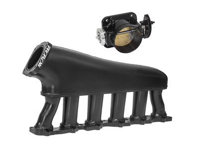 Proflow PFEM67535BK Intake Manifold Kit Fabricated Aluminium Black For Nissan TB48 Inlet Plenum 90mm Throttle Body Fuel Rail