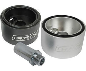 Proflow PFEOSSPCV Oil Filter Adapter Sandwich Adapter Billet Aluminium Silver Anodised 13/16-16 " AN10 1/8" NPT Port Chev