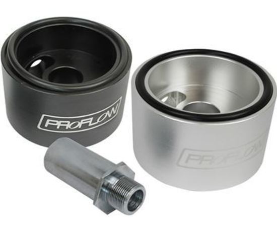 Proflow PFEOSSPCVBK Oil Filter Adapter Sandwich Adapter Billet Aluminium Black Anodised 13/16-16 " AN10 1/8" NPT Port Chev