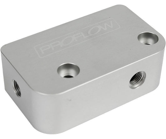 Holden/Chev LS Series V8 Oil Cooler Adapter GM Male -10AN Billet Aluminium Black Anodised With Line Port Proflow PFEOSTOPLS