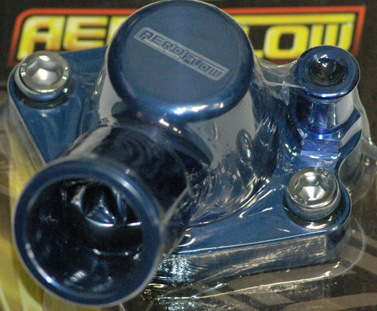 Aeroflow AF64-2091 253 308 Holden Thermostat Housing Blue W/Heater Swivel