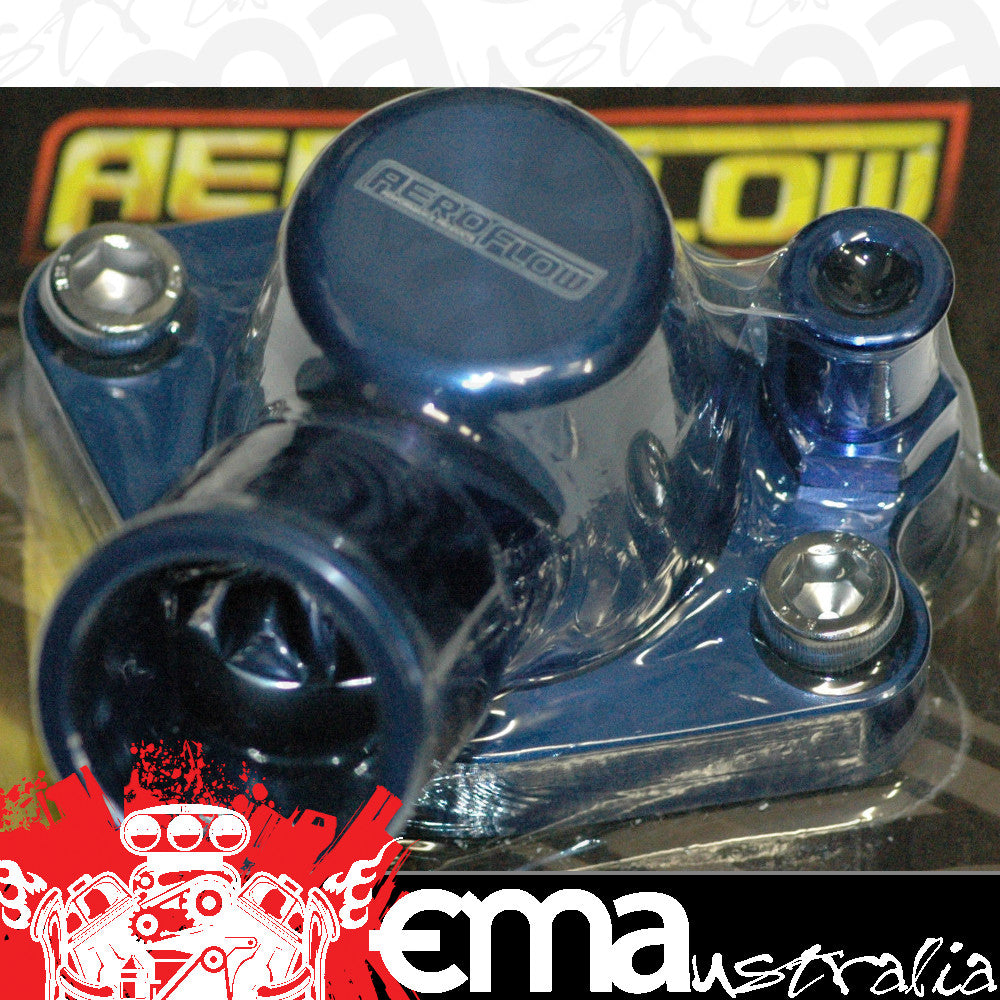 Aeroflow AF64-2091 253 308 Holden Thermostat Housing Blue W/Heater Swivel