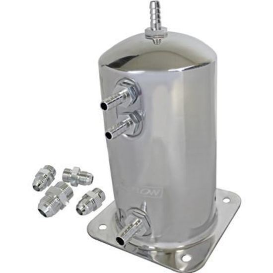 Proflow PFEST1 Fuel Surge Tank Aluminium 195mm x 108mm Round 1.5L Barb & AN Fitting Kit Show Polished