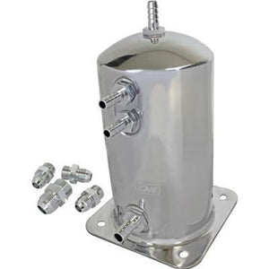 Proflow PFEST1 Fuel Surge Tank Aluminium 195mm x 108mm Round 1.5L Barb & AN Fitting Kit Show Polished