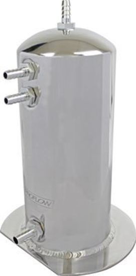 Proflow PFEST2 Fuel Surge Tank Aluminium 254mm x 108mm Round 2.5L Barb & AN Fitting Kit Show Polished