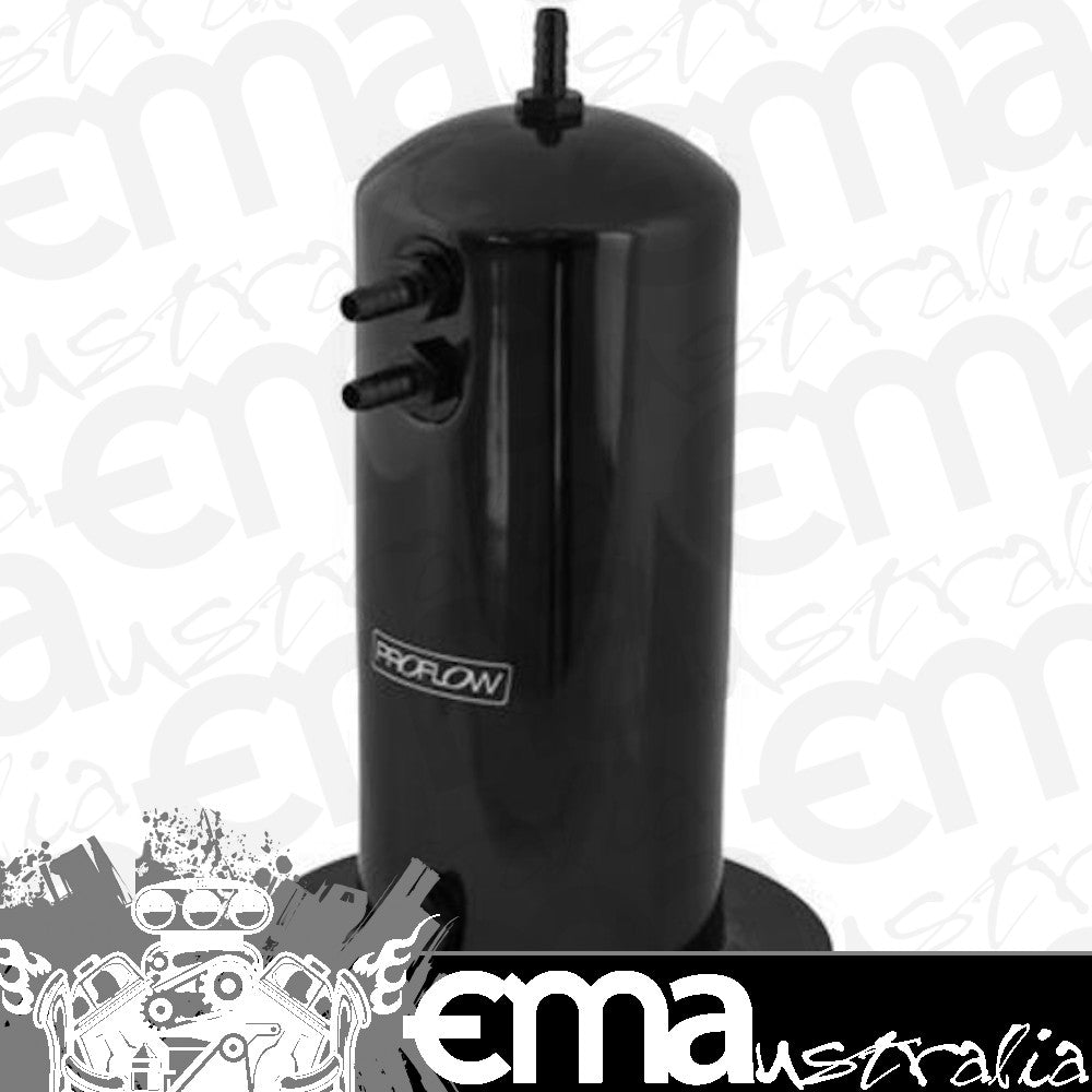 Proflow PFEST2BK Fuel Surge Tank Aluminium 254mm x 108mm Round2.5L Barb & AN Fitting Kit Black Powder Coat