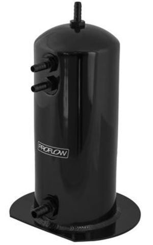 Proflow PFEST2BK Fuel Surge Tank Aluminium 254mm x 108mm Round2.5L Barb & AN Fitting Kit Black Powder Coat