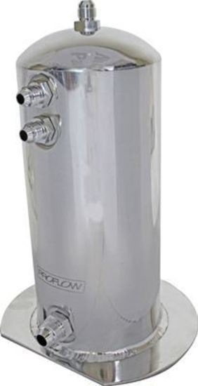 Proflow PFEST3 Fuel Surge Tank Aluminium 254mm x 108mm Round 2.5L AN Fitting Kit Show Polished