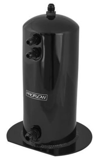 Proflow PFEST3BK Fuel Surge Tank Aluminium 254mm x 108mm Round2.5L AN Fitting Kit Black Powder Coat