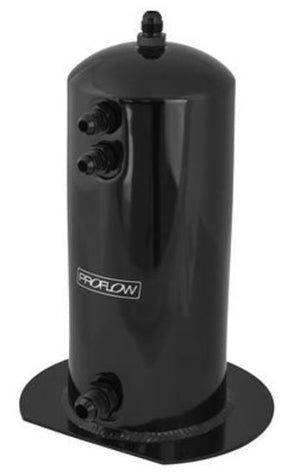 Proflow PFEST3BK Fuel Surge Tank Aluminium 254mm x 108mm Round2.5L AN Fitting Kit Black Powder Coat
