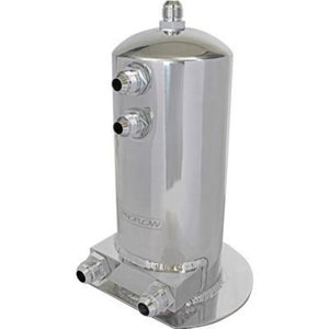 Proflow PFEST4 Fuel Surge Tank Fabricated Aluminium 254mm x 108mm round 2.5L AN Fitting Kit Polished Dual Outlets