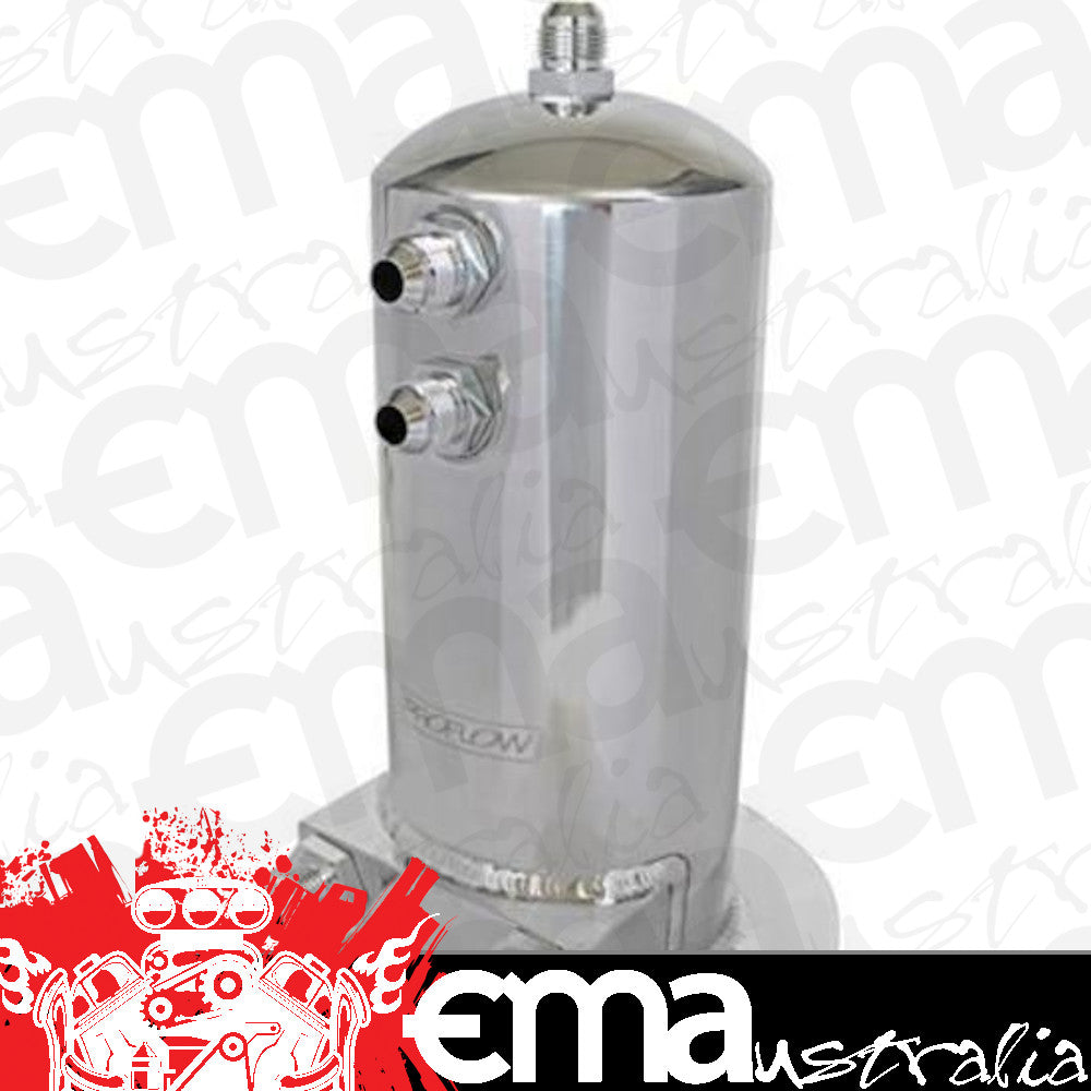 Proflow PFEST4BK Fuel Surge Tank Fabricated Aluminium 254mm x 108mm round 2.5L AN Fitting Kit Black Anodised Dual Outlets