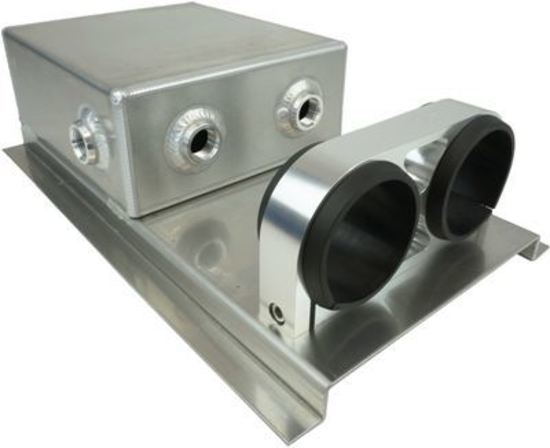 Proflow PFEST7 Fuel Surge Tank Fabricated Aluminium Square Slim 044 Pump Mounts 80mm x 200mm x 180mm 2.5L AN Fitting Kit Polished