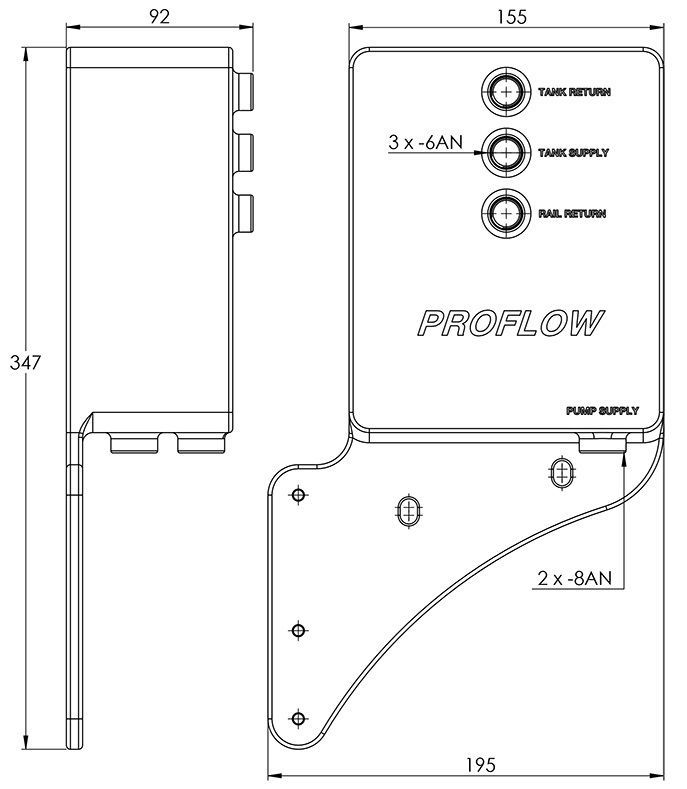 Proflow PFEST9 Ford BA BF FG Aluminium Surge Tank Engine Bay Mount Polished